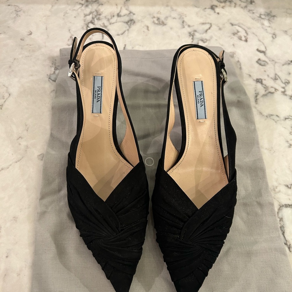 Prada Black suede Slingback Women's heels EU 40